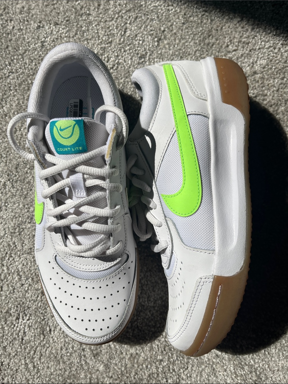 Nike Court Lite - Women’s 5.5 Neon Green Swoosh and Gum Outsole